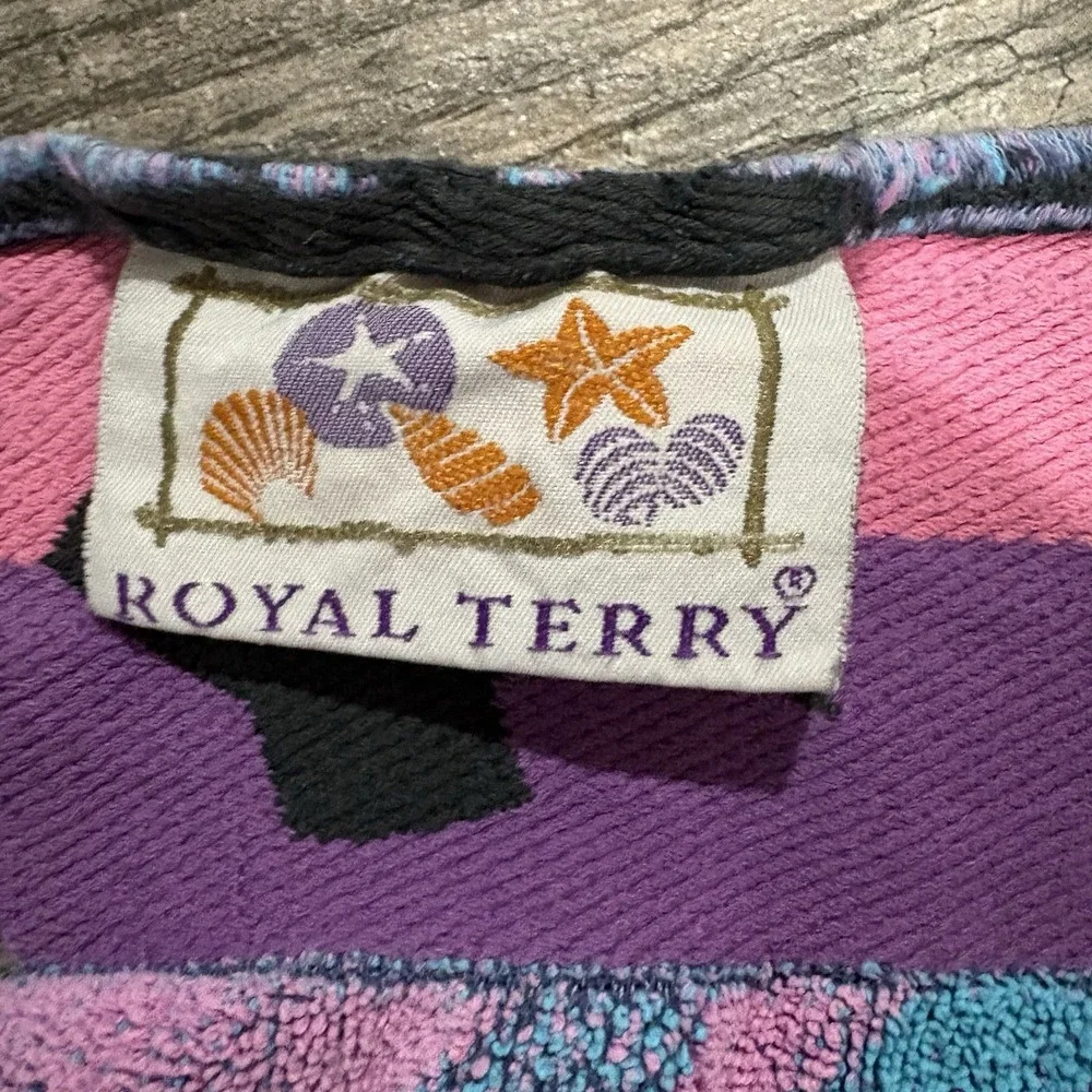 Vintage Royal Terry Beach Towel Tropical Fish Vibrant Colorful 26x59